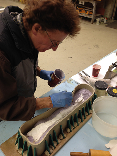 Molding a dinosaur bone from Nova Scotia